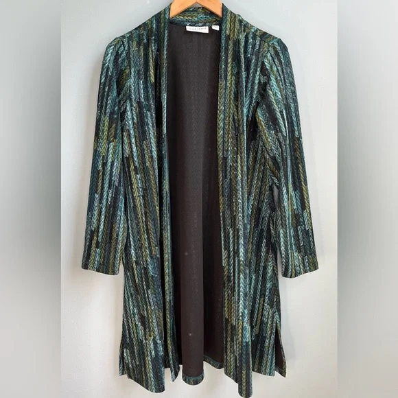 Susan Graver Open Front Duster Cardigan Size MP - Picture 2 of 5